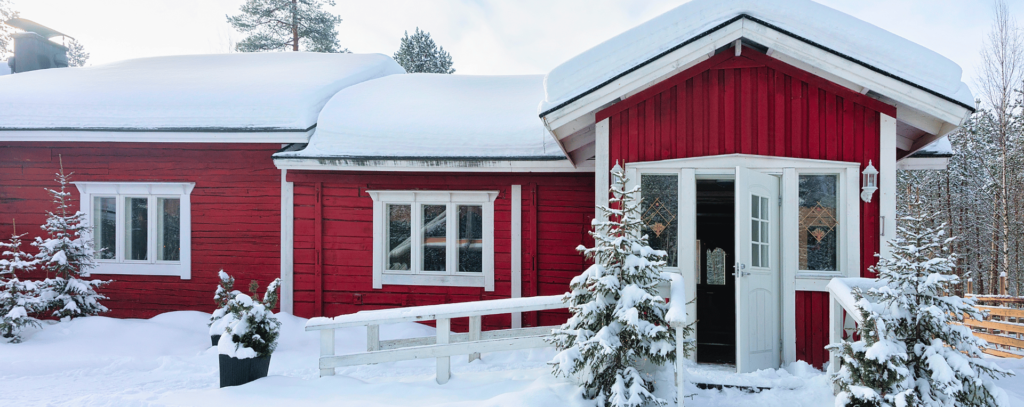 A snow covered home in winter